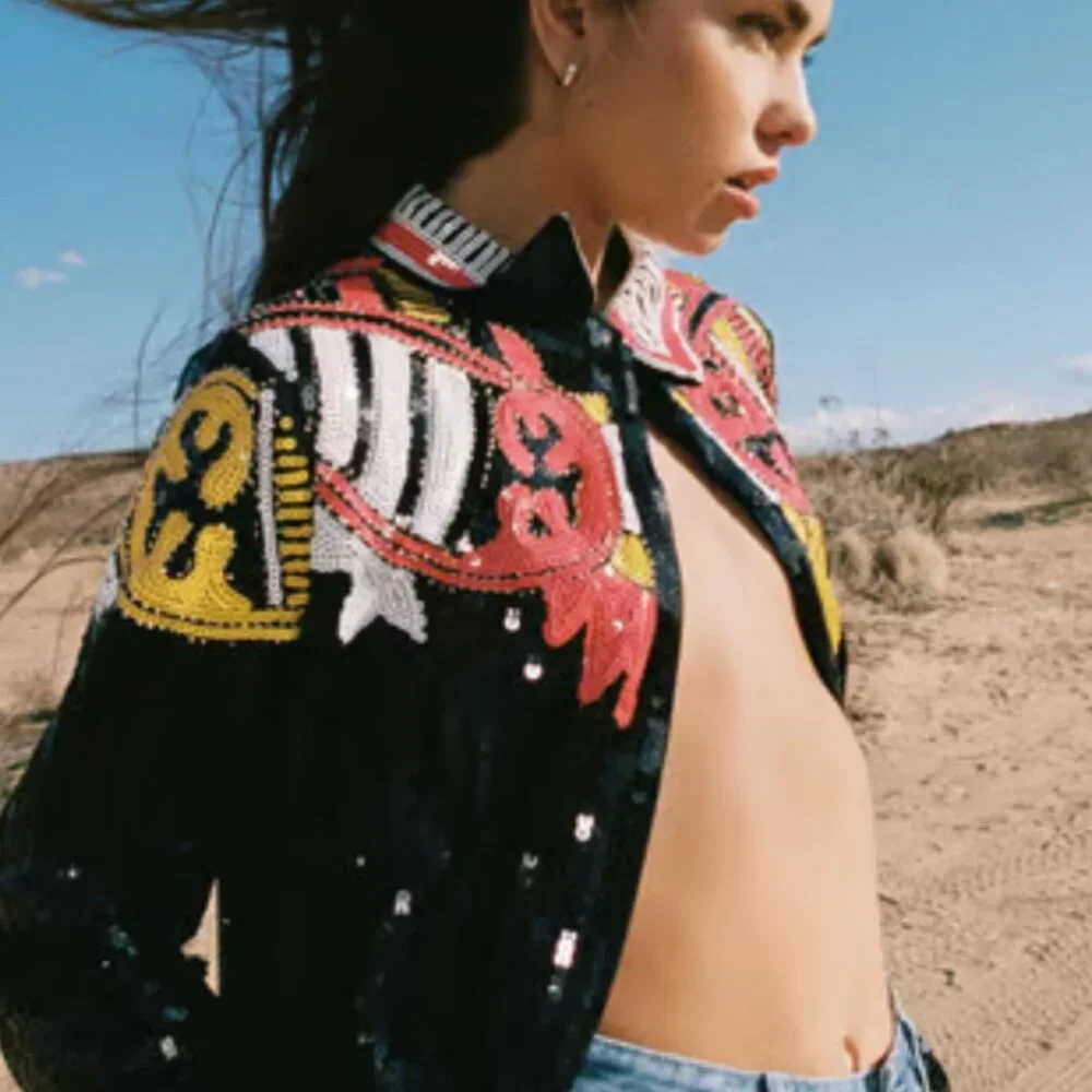 NASTY GAL COUNTRY STAR SEQUIN JACKET GLAM WESTERN FESTIVAL FIERCE COWGIRL 4 - Picture 12 of 14